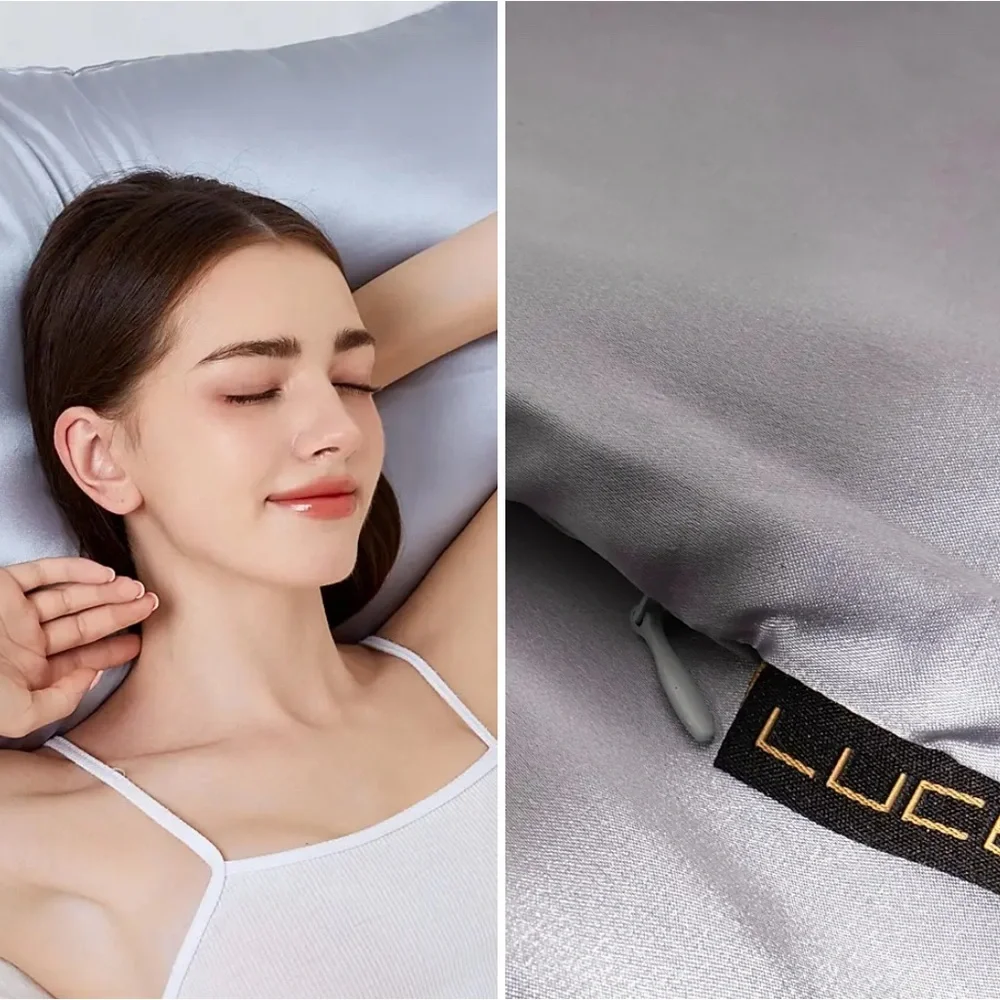 Luce Silky Satin Pillowcase - Silver / gray, new